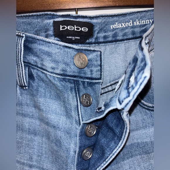 Bebe High Waist Denim with Distressed Knees - Picture 3 of 4
